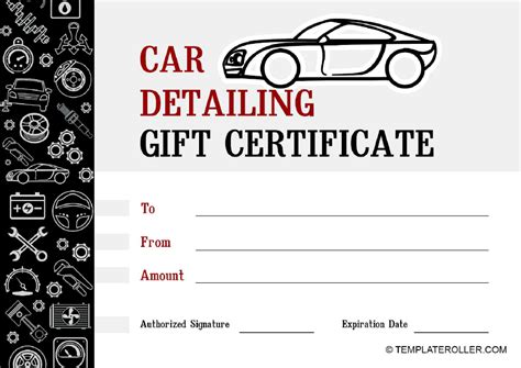 Free Printable Car Detailing Gift Certificate
